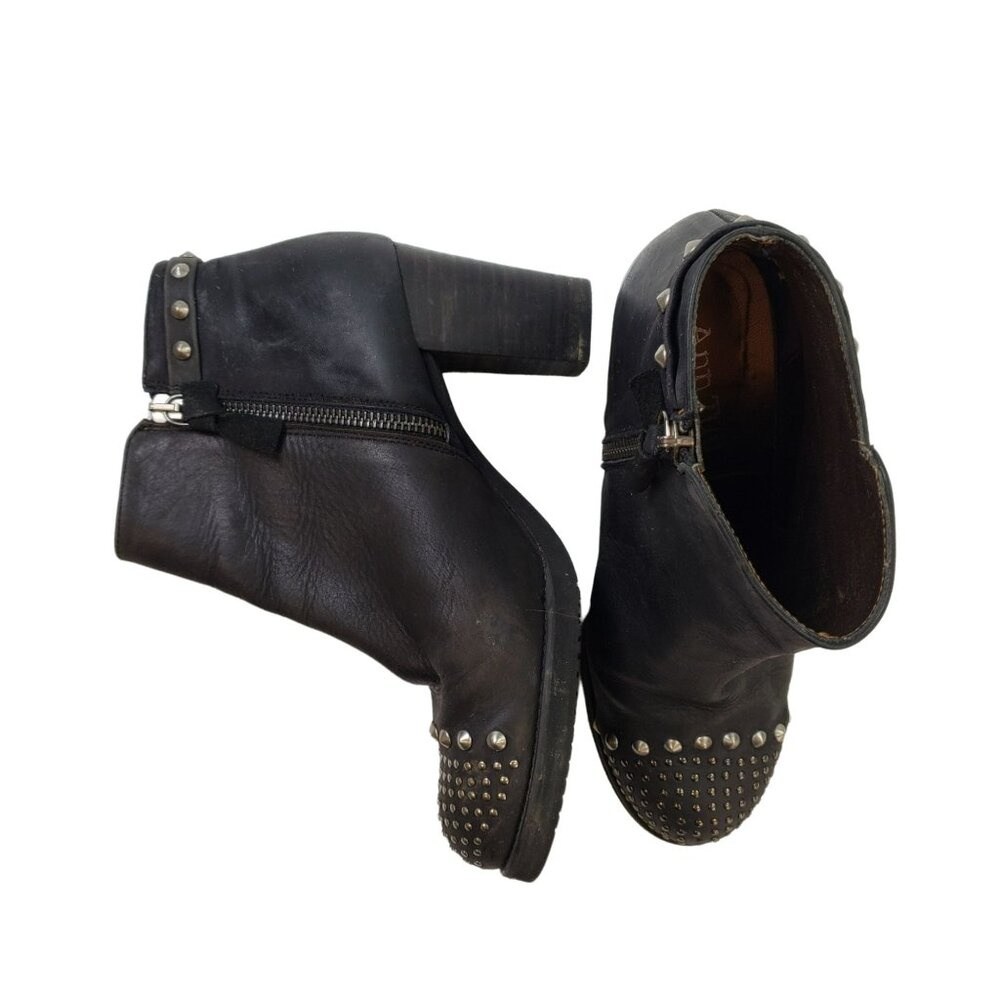 Ann Tuil Leather Studded Ankle Boots Size 39/US Size 8
